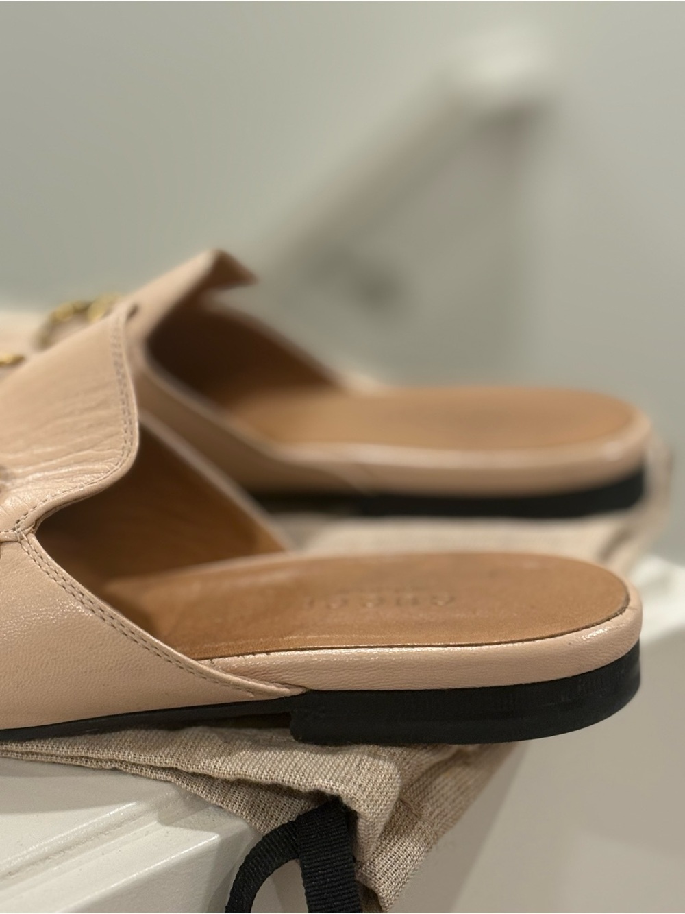 Gucci Peach Leather Backless Horsebit Loafers - Picture 8 of 9